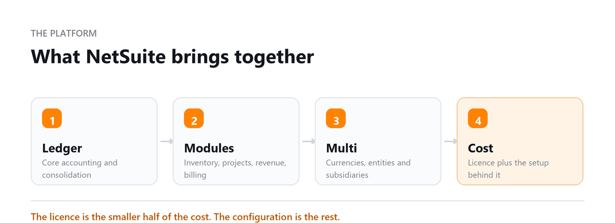 What NetSuite brings together NetSuite accounting: ledger, modules, multi-entity and cost