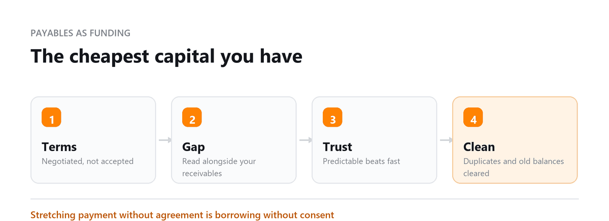 The cheapest capital you have Managing Payables: Terms, Gap, Trust, Clean