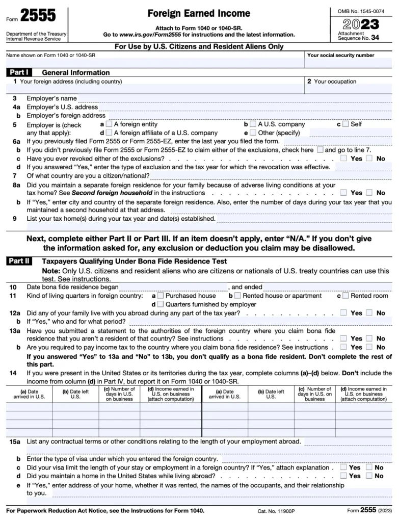 IRS Form 2555