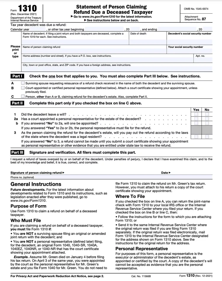 IRS Form 1310