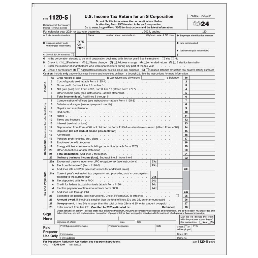 Image of Form 1120-S