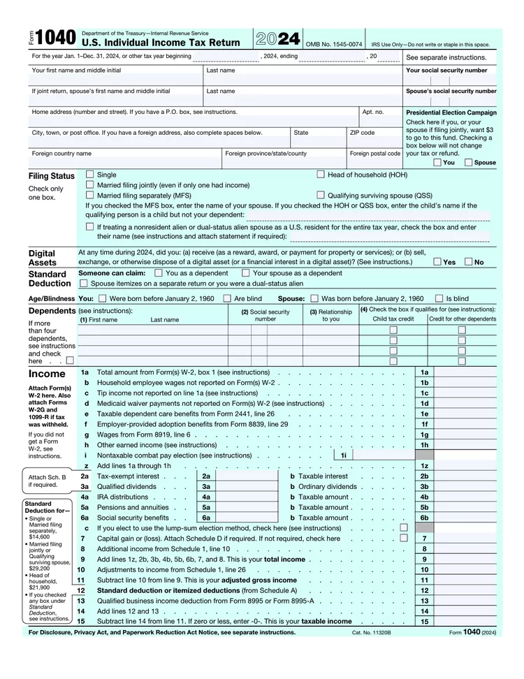 Image of Tax Form 1040